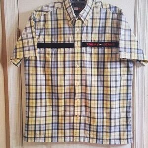 Tommy Hilfiger Yellow and Gray Plaid Shirt